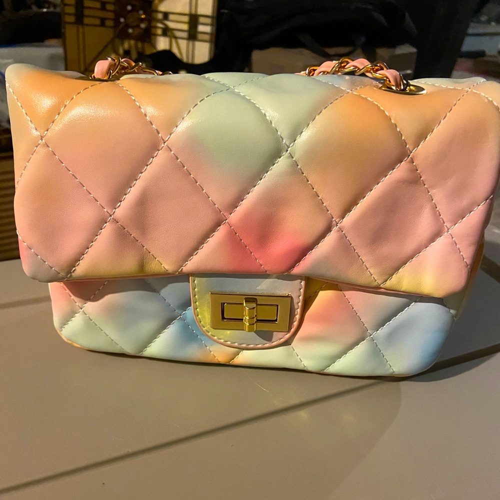 Pink Rainbow Puffer Crossbody